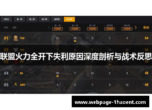 联盟火力全开下失利原因深度剖析与战术反思