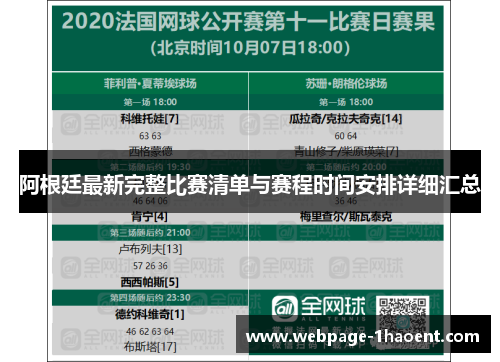 阿根廷最新完整比赛清单与赛程时间安排详细汇总 阿根廷最新完整比赛清单与赛程时间安排详细汇总